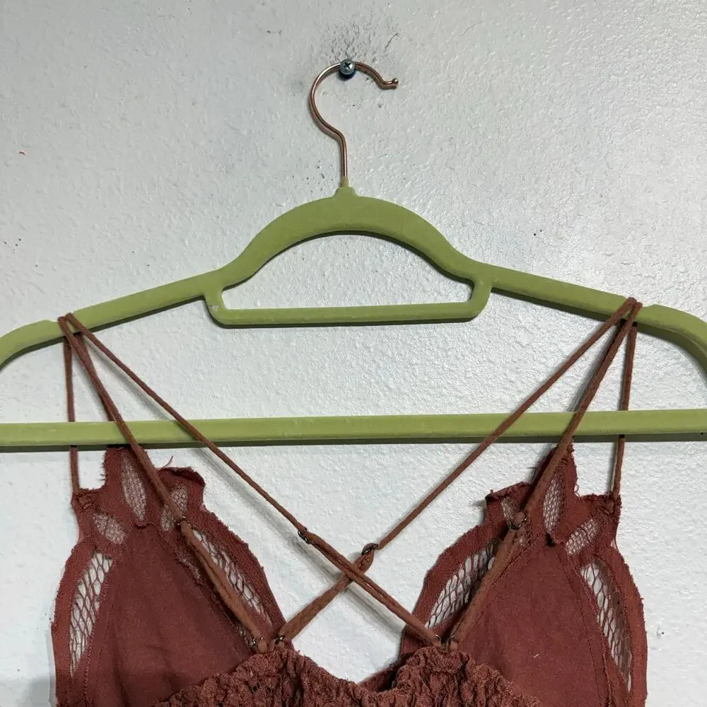 Free People One Copper Adella Crochet Lace Bralette Sz S